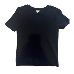 J. Crew Black Thin Knit 100% Cotton Short Sleeve Top Size Small